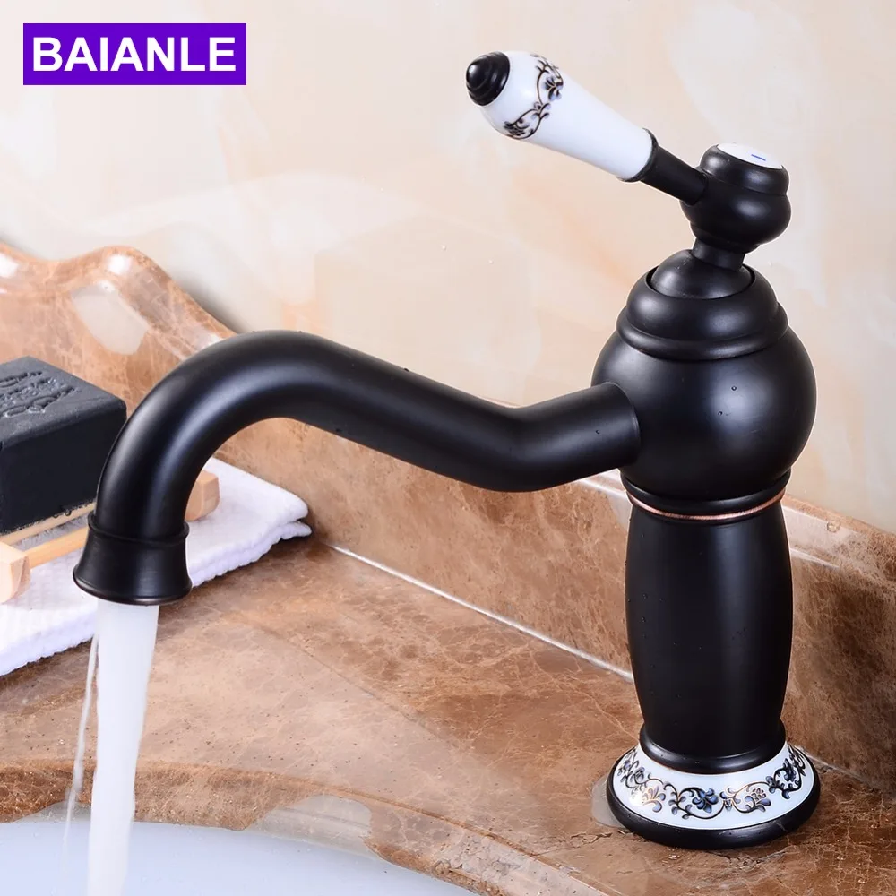 Deck Mounted Basin Sink Faucet Vintage Style Tap Black Bathroom faucets Brass finish washbasin taps Hot and cold water
Deck Mounted Basin Sink Faucet Vintage Style Tap Black Bathroom faucets Brass finish washbasin taps Hot and cold water