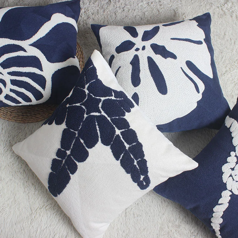 Наволочка для подушки с вышивкой 45x45 см|cushion cover|cushion cover navycanvas pillow case |