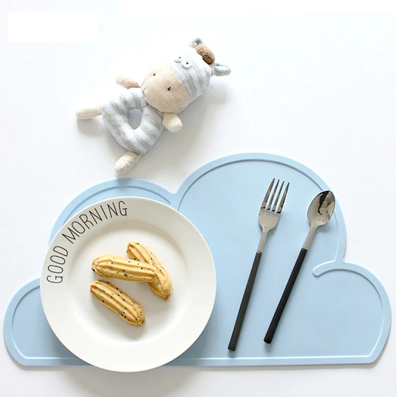 Силиконовые детское блюдо пластина коврик Placemat водостойкая детская облачная