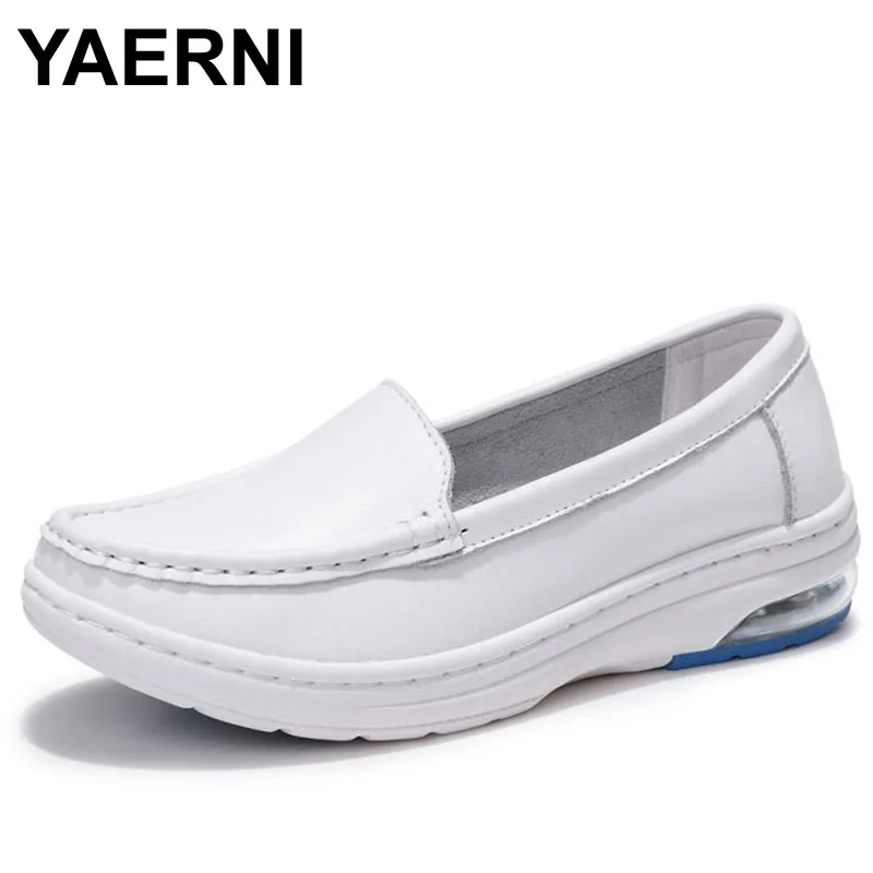 Женские туфли для медсестер YAERNI, натуральная кожа, повседневные удобные лоферы, без застежки, плоская подошва, лоферы, белые
Женские туфли для медсестер YAERNI, натуральная кожа, повседневные удобные лоферы, без застежки, плоская подошва, лоферы, белые