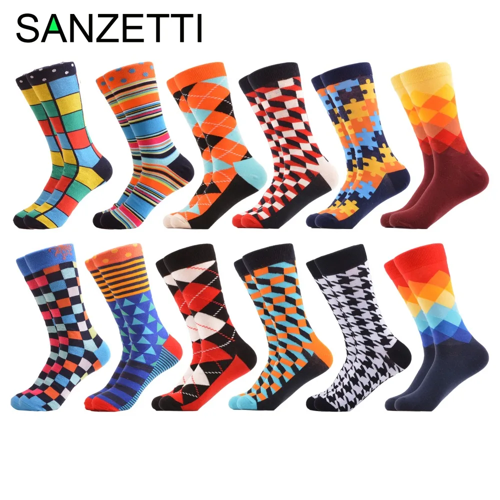 SANZETTI 12 Pairs/Lot Classic Colorful Men's Combed Cotton Socks Novelty Fruit Geometric Animal Pattern Causal Dress Funny Socks
SANZETTI 12 Pairs/Lot Classic Colorful Men's Combed Cotton Socks Novelty Fruit Geometric Animal Pattern Causal Dress Funny Socks