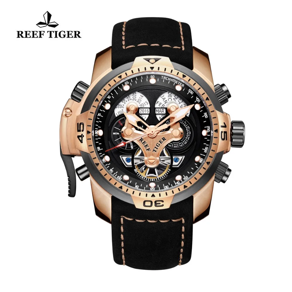 Reef Tiger/RT Military Watches Mens Rose Gold Steel Automatic Watches Genuine Leather Strap Sport Watches RGA3503
Reef Tiger/RT Military Watches Mens Rose Gold Steel Automatic Watches Genuine Leather Strap Sport Watches RGA3503