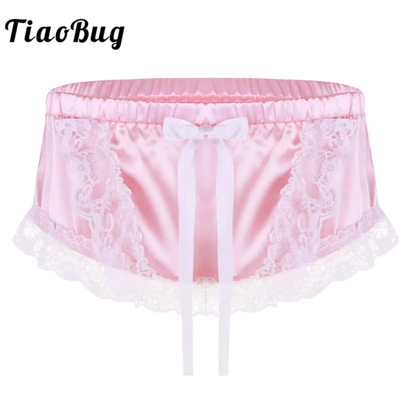 TiaoBug Mens Lingerie Shiny Soft Satin Ruffle Lace Floral Cute Bowknot Soft Briefs Sissy Underwear Panties Sexy Gay Underpants
TiaoBug Mens Lingerie Shiny Soft Satin Ruffle Lace Floral Cute Bowknot Soft Briefs Sissy Underwear Panties Sexy Gay Underpants