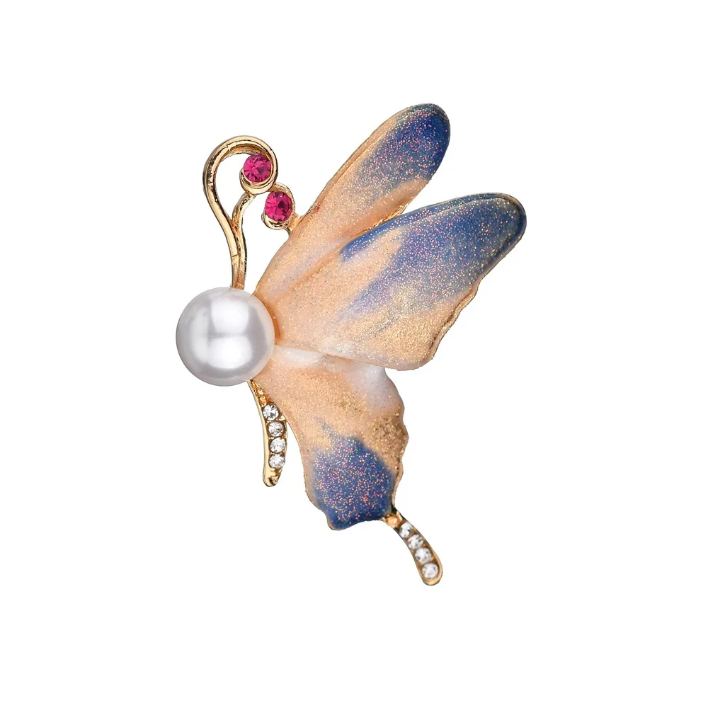 Maxfresh металлическая бабочка с имитацией жемчуга брошь для Для женщин воротник