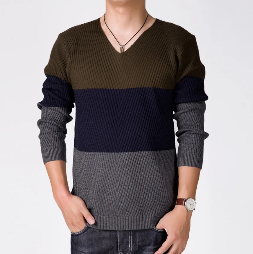 ZOEQO Brand New Men's clothing autumn v-neck sweater commercial stripe slim knitted plus size loose sweater men clothing 139
ZOEQO Brand New Men's clothing autumn v-neck sweater commercial stripe slim knitted plus size loose sweater men clothing 139