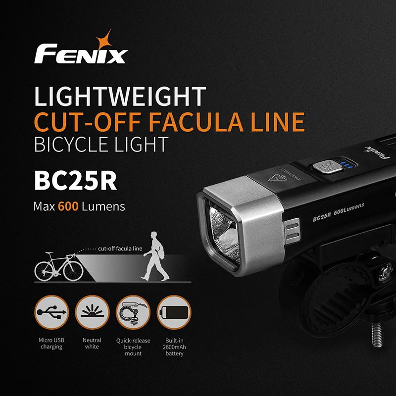 2018 Новый Fenix BC25R CREE XP-G3 нейтральный белый светодиодный 600 люмен Micro USB