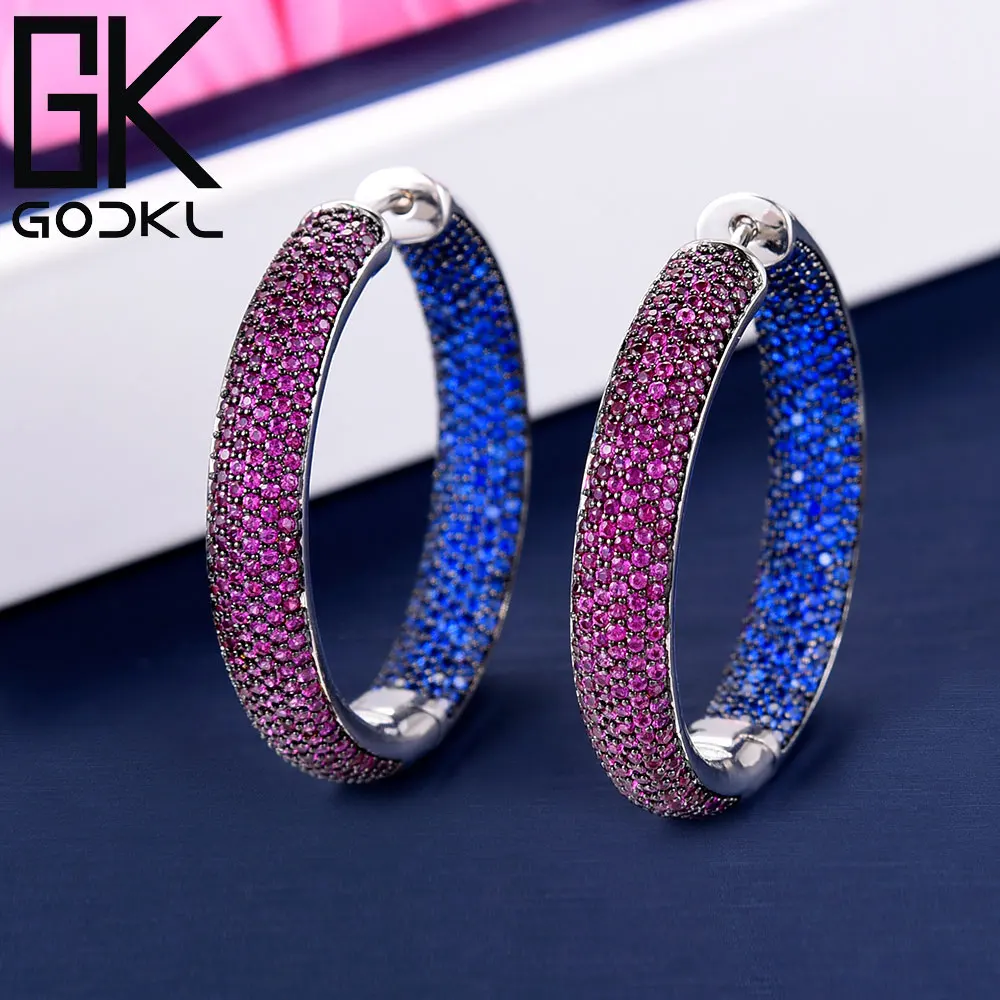 GODKI роскошные круглые серьги-кольца с кубическим цирконием для женщин свадебные