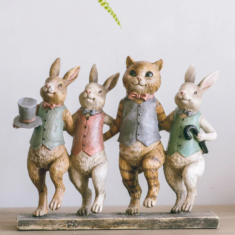 Rabbit Cat And Rabbit Four Dance American Style Living Room Home Decorations Ornaments Retro Resin Crafts
Rabbit Cat And Rabbit Four Dance American Style Living Room Home Decorations Ornaments Retro Resin Crafts