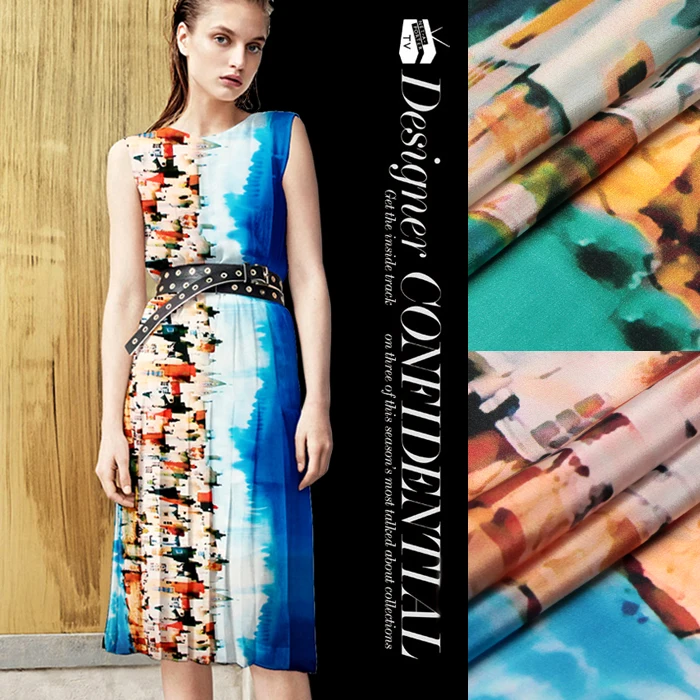 114cm wide 14mm special print silk crepe de chine fabric for summer dress shirt clothes pants 
114cm wide 14mm special print silk crepe de chine fabric for summer dress shirt clothes pants