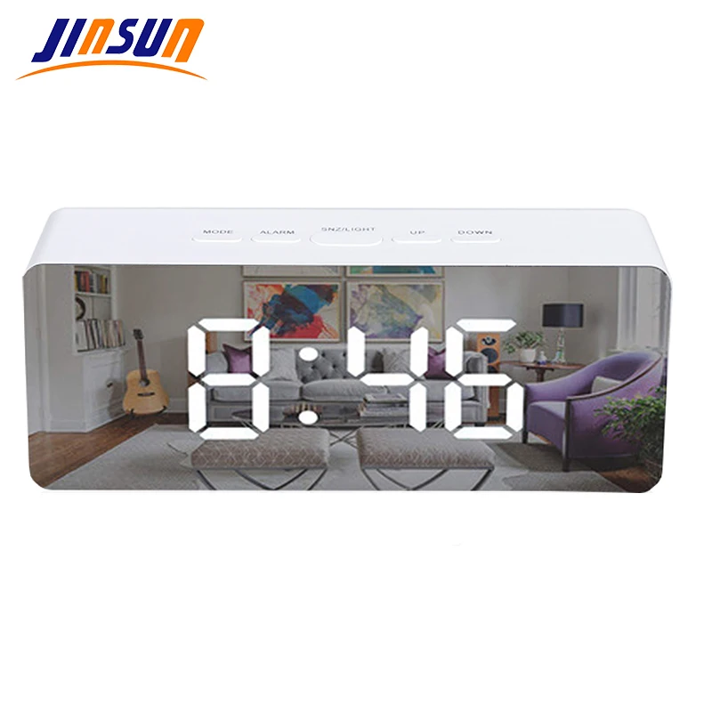 JINSUN многофункциональные светодиодный зеркальные часы цифровой дисплей