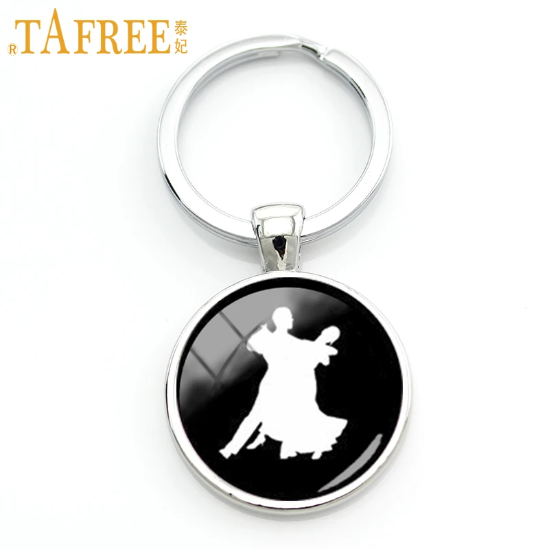 

TAFREE Charming men women dance key chain ring romantic lovers ballroom dancing keychain elegant jewelry gift for dancers KC586