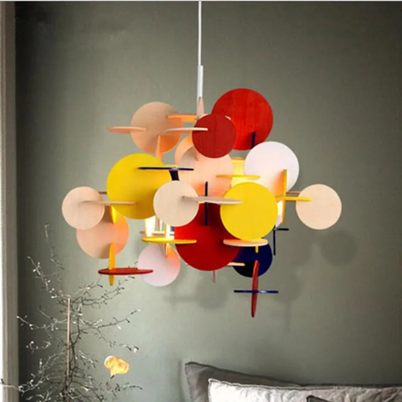 

Современный деревянный подвесной светильник в стиле лофт, креативный итальянский дизайнерский разноцветный светодиодный светильник «сделай сам» для детской комнаты, светильник доставка
