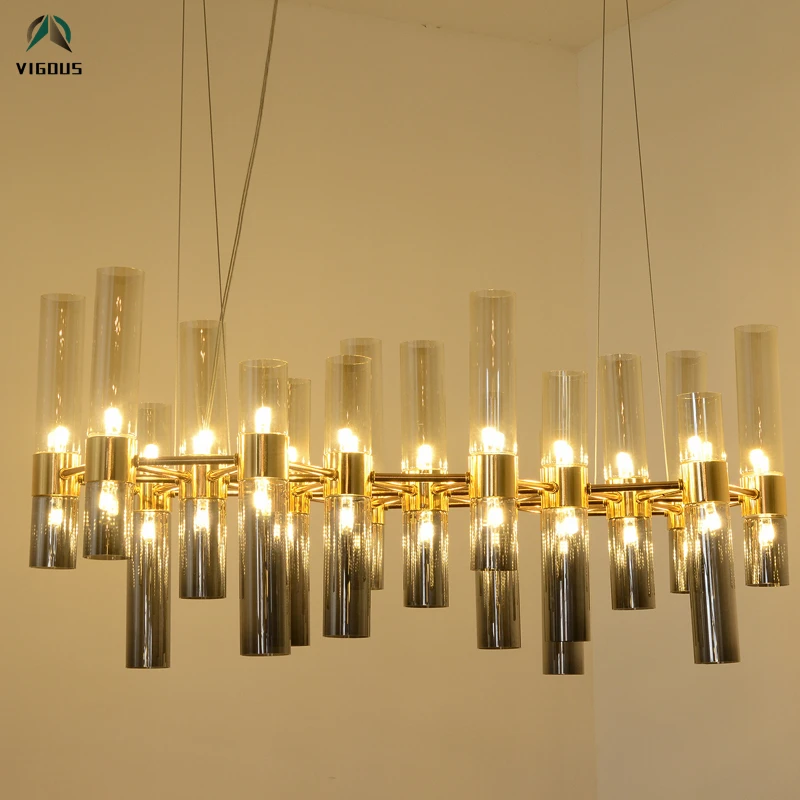 Post Modern Lustre Gradient Glass Shades G4 Led Chandelier Round / Rectangle Shiny Gold Pendant Chandelier Indoor Lamp Fixtures
Post Modern Lustre Gradient Glass Shades G4 Led Chandelier Round / Rectangle Shiny Gold Pendant Chandelier Indoor Lamp Fixtures