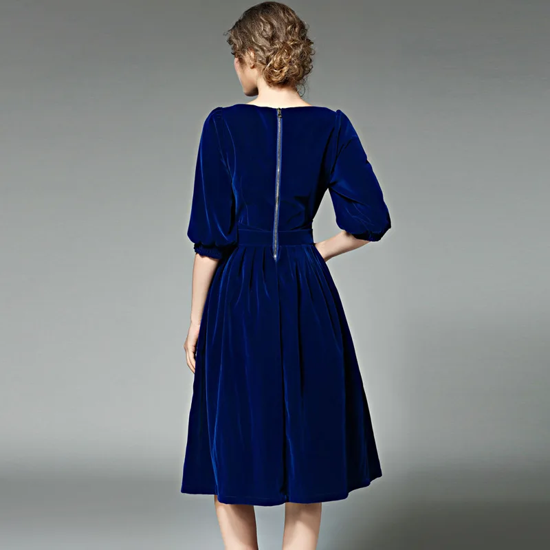 European and American gold velvet long paragraph One word collar slim waist A word pleated women's dress AL507
European and American gold velvet long paragraph One word collar slim waist A word pleated women's dress AL507