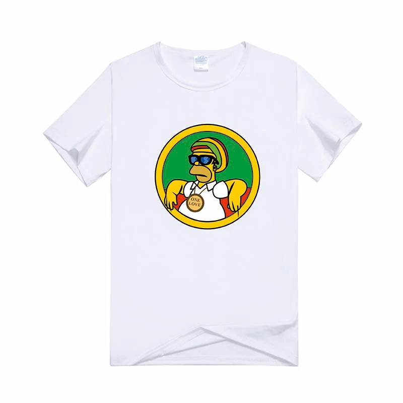 Мужская хлопковая футболка с коротким рукавом Rasta Homer Simpson свободная летняя