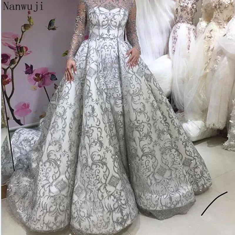 Dubai Luxury Mermaid robe de soire Evening Dress Long Sleeve Glitter Detachable Train Grey Prom Dresses In stock
Dubai Luxury Mermaid robe de soire Evening Dress Long Sleeve Glitter Detachable Train Grey Prom Dresses In stock
