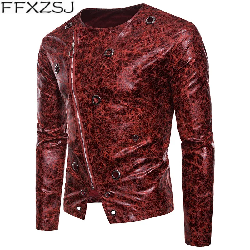 FFXZSJ Autumn Metal Ring Oblique Zipper Design Fashion Punk Short Biker Faux Leather Jacket Men Coat jaqueta de couro masculina
FFXZSJ Autumn Metal Ring Oblique Zipper Design Fashion Punk Short Biker Faux Leather Jacket Men Coat jaqueta de couro masculina