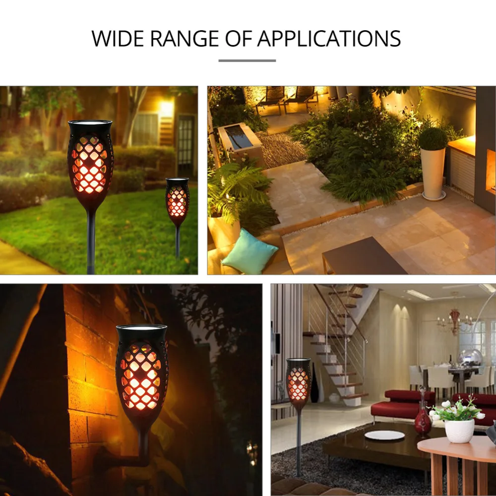 LED Solar Flame Lights 3 Modes Waterproof Romantic Dynamic Effect Torch Outdoor Street Square Landscape Lighting | Лампы и освещение