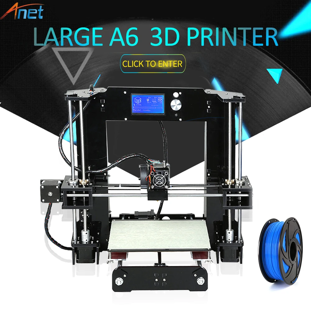 Оригинальный Anet A8 A6 Авто 3d принтер Высокая точность настольный самостоятельная