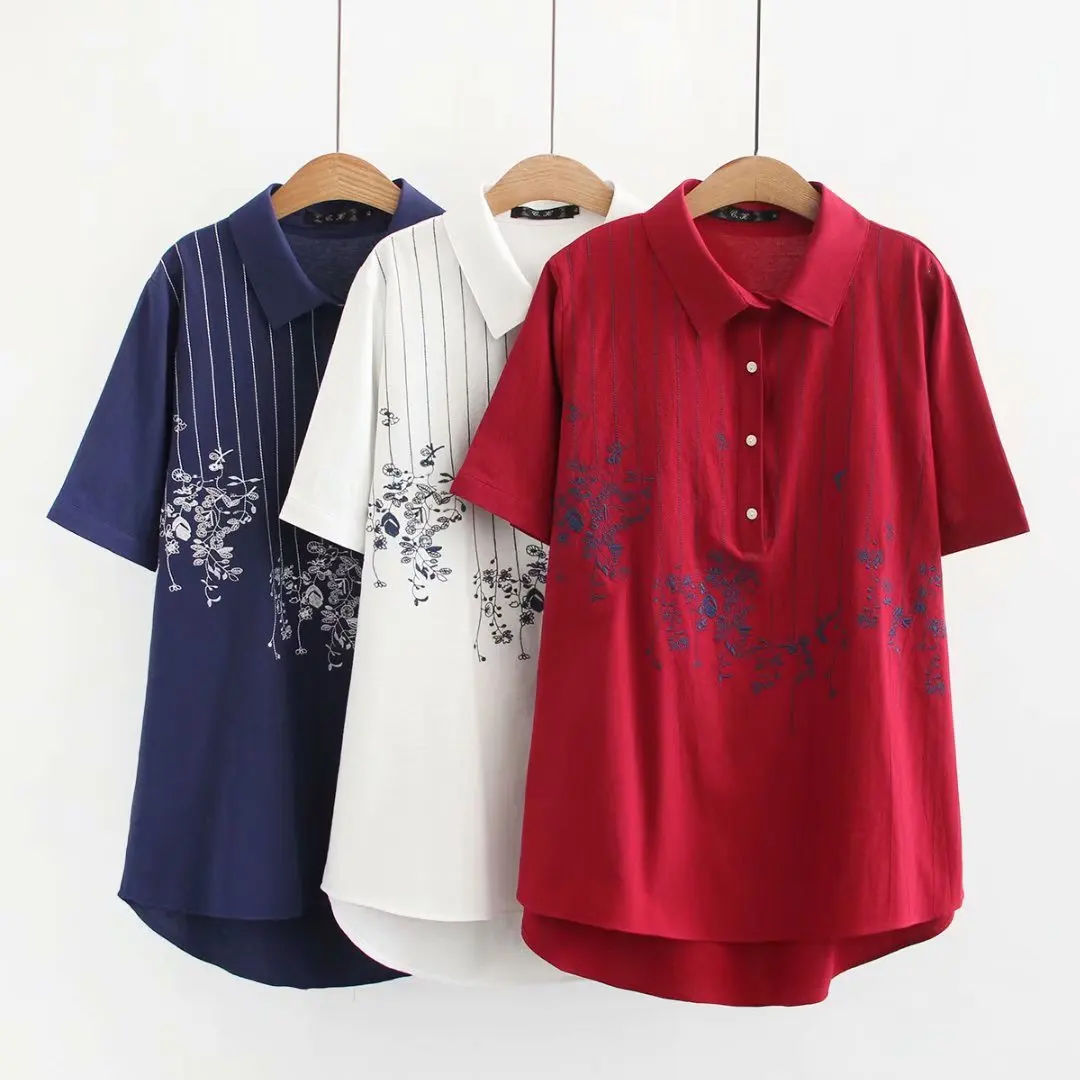 Plus size Embroidery Floral women tshirts 2019 summer NEW cotton short sleeve ladies turn-down collar t shirts female tees tops
Plus size Embroidery Floral women tshirts 2019 summer NEW cotton short sleeve ladies turn-down collar t shirts female tees tops