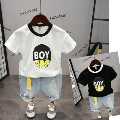 2019 Summer Baby Boys Ripped Jeans + T-shirt 2pcs Set Tops Outfits Toddler Boys Clothes Letter Printing Tees Clothing 2-7 Years
2019 Summer Baby Boys Ripped Jeans + T-shirt 2pcs Set Tops Outfits Toddler Boys Clothes Letter Printing Tees Clothing 2-7 Years
