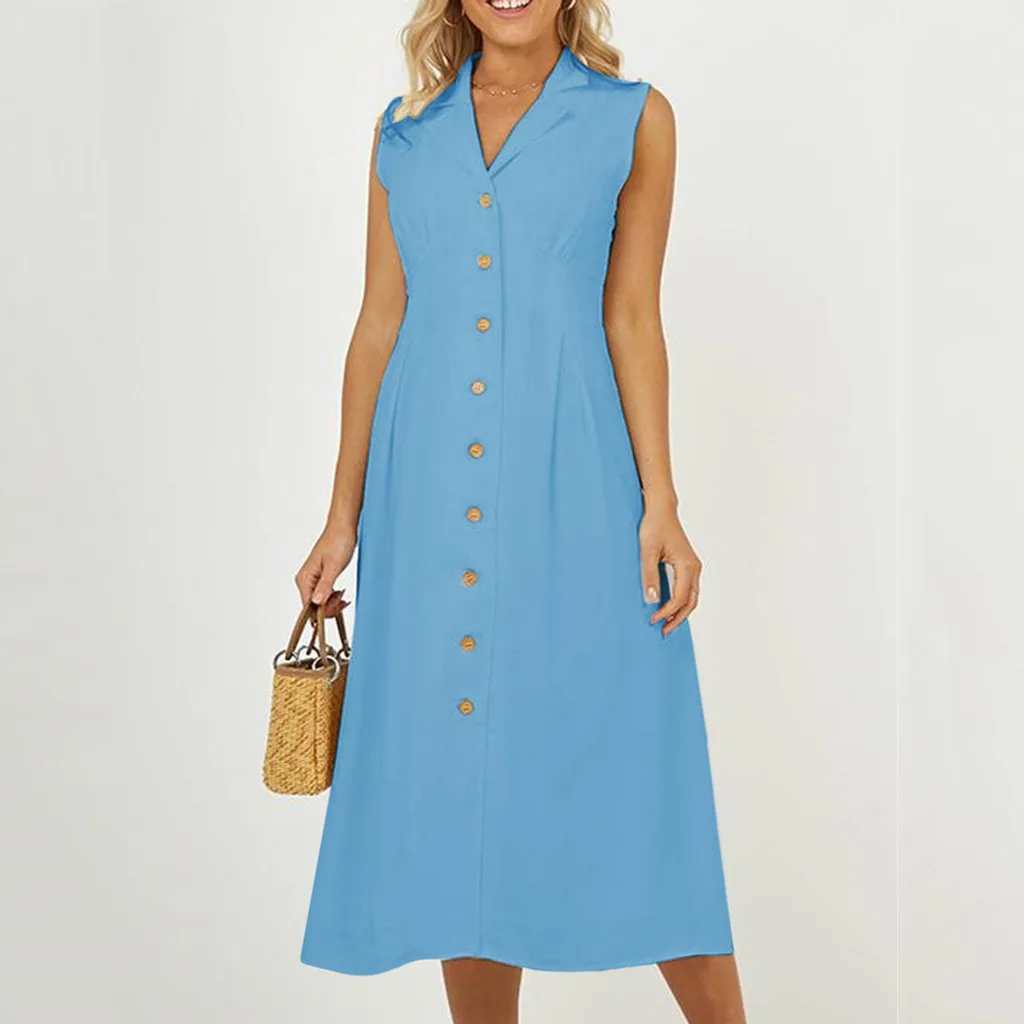 Платье женское длинное с отложным воротником, элегантное офисное платье из хлопка и льна, на пуговицах, без рукавов, на лето
Платье женское длинное с отложным воротником, элегантное офисное платье из хлопка и льна, на пуговицах, без рукавов, на лето