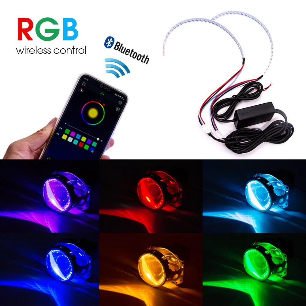 1 комплект RGB светодиодный демон глаза гало кольца для 2 5 "2 8" 3 0 "фар