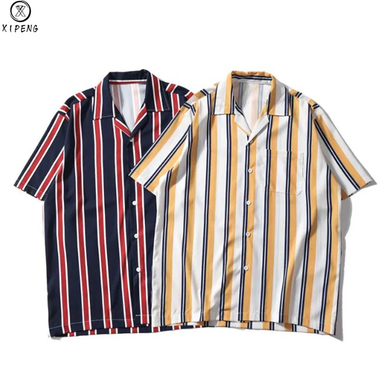 Men fashion Vertical Striped printed Shirts Harajuku Hip Hop Streetwear Short Sleeve Summer male Beach Casual Turn-down Shirts
Men fashion Vertical Striped printed Shirts Harajuku Hip Hop Streetwear Short Sleeve Summer male Beach Casual Turn-down Shirts