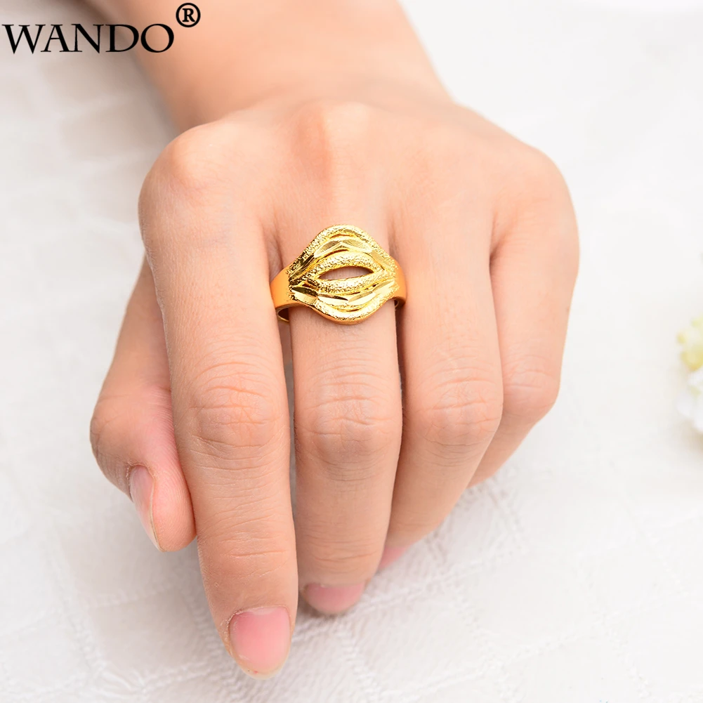 Wando New Classic Gold Color Rings For Women/Girl Dubai/Ethiopian Frosted Gold Color Jewelry Big Hollow Ring Gifts Free size
Wando New Classic Gold Color Rings For Women/Girl Dubai/Ethiopian Frosted Gold Color Jewelry Big Hollow Ring Gifts Free size