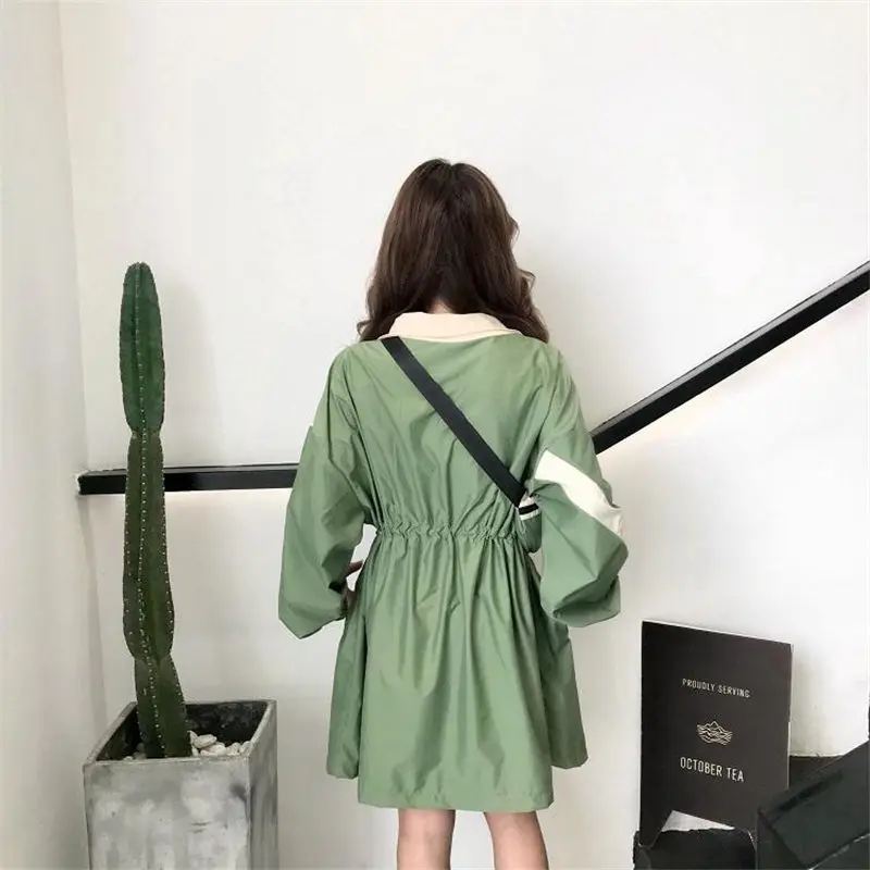 2019 Spring Autumn Harajuku Windbreaker Loose Korean Long Shirt Drawstring Waist Slim Shirt Jacket Color Matching Coat f912
2019 Spring Autumn Harajuku Windbreaker Loose Korean Long Shirt Drawstring Waist Slim Shirt Jacket Color Matching Coat f912