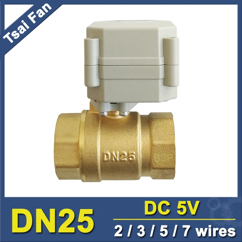 

2 Way Brass 1" Motorized Ball Valve Full Port BSP Or NPT Thread DC5V 2/3/5/7 Wires DN25 Automated Valve