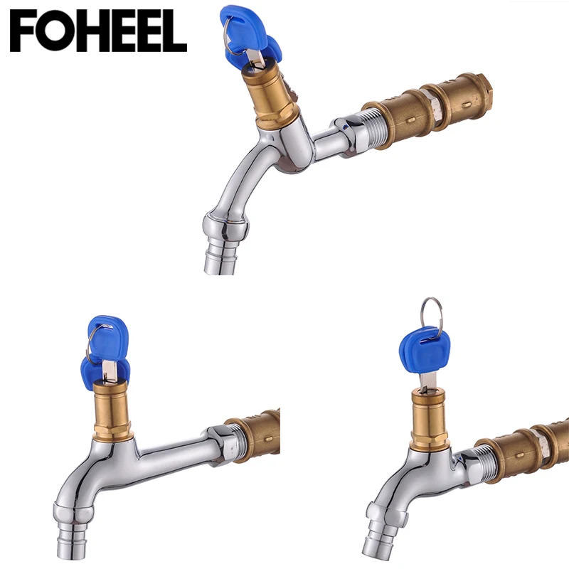 FOHEEL латунный кран для мытья воды с замком медный один наружный противокражный