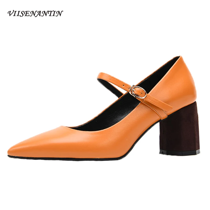 VIISENANTIN Women Mary Janes Shoes Orange Black Real Leather Retro Stylish Women Shoe Pointed Toe Dress Shoes
VIISENANTIN Women Mary Janes Shoes Orange Black Real Leather Retro Stylish Women Shoe Pointed Toe Dress Shoes
