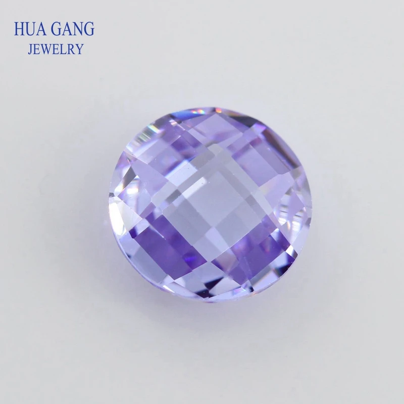 

Lavender Cubic Zirconia Stone Round Shape Double Checkerboard Cut Loose CZ Stone Synthetic Gems For Jewelry 4~14mm