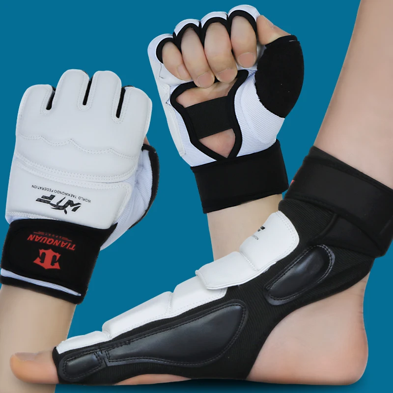 Фото Защитные перчатки для рук и щиколотки тхэквондо детей взрослых боевых искусств