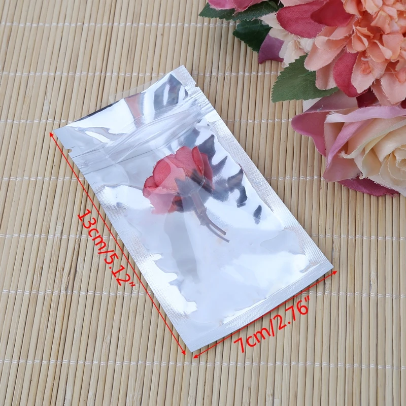 50 Pcs 7x13cm Silver Aluminum Foil Mylar Recloeable Ziplock Bag Front Clear Leak Proof #Sep.07
50 Pcs 7x13cm Silver Aluminum Foil Mylar Recloeable Ziplock Bag Front Clear Leak Proof #Sep.07
