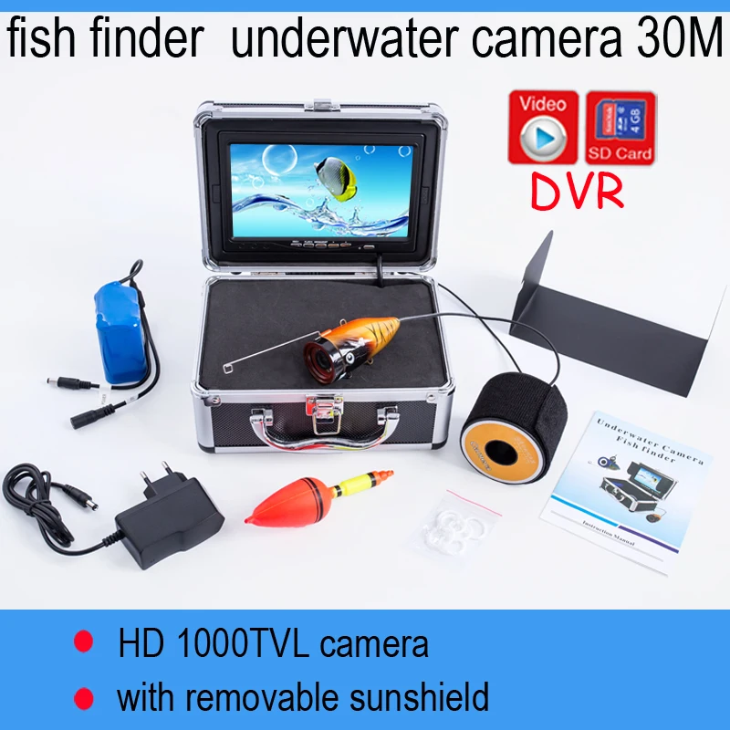 

7" TFT LCD DVR Recorder Underwater Video Camera System Fish Finder Underwater Fishing Camera HD 1000TVL 30M Cable