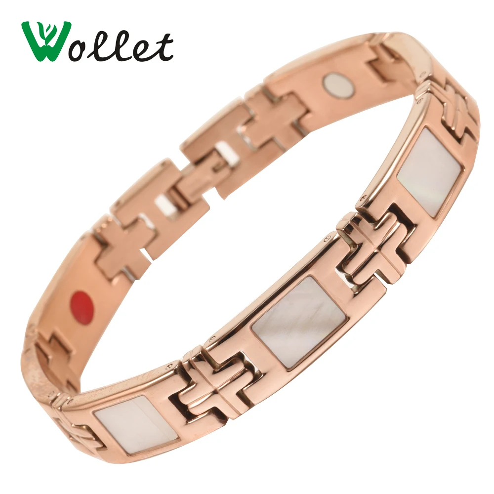 Wollet Jewelry Rose Gold Color 316L Stainless Steel Bracelet For Women Men Energy White Shell Magnetic Germanium 5 In 1 Elements
Wollet Jewelry Rose Gold Color 316L Stainless Steel Bracelet For Women Men Energy White Shell Magnetic Germanium 5 In 1 Elements