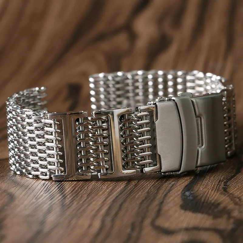 Luxury 20/22/24mm Stainless Steel Watchband Shark Mesh Replacement Metal Foldin Watch Strap with Safety Silver 2 Spring Bars
Luxury 20/22/24mm Stainless Steel Watchband Shark Mesh Replacement Metal Foldin Watch Strap with Safety Silver 2 Spring Bars