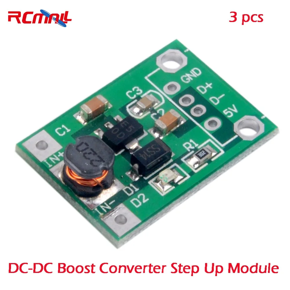 RCmall DC-DC Boost Converter Step Up Module 1-5V to 5V 500mA for Phone MP4 MP3 Arduino Camera FZ2608
RCmall DC-DC Boost Converter Step Up Module 1-5V to 5V 500mA for Phone MP4 MP3 Arduino Camera FZ2608
