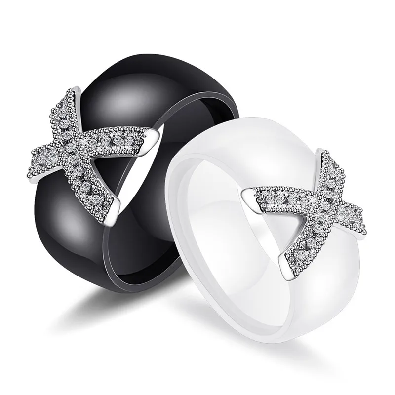Обручальное кольцо с австрийскими кристаллами Anelli X керамические кольца полными