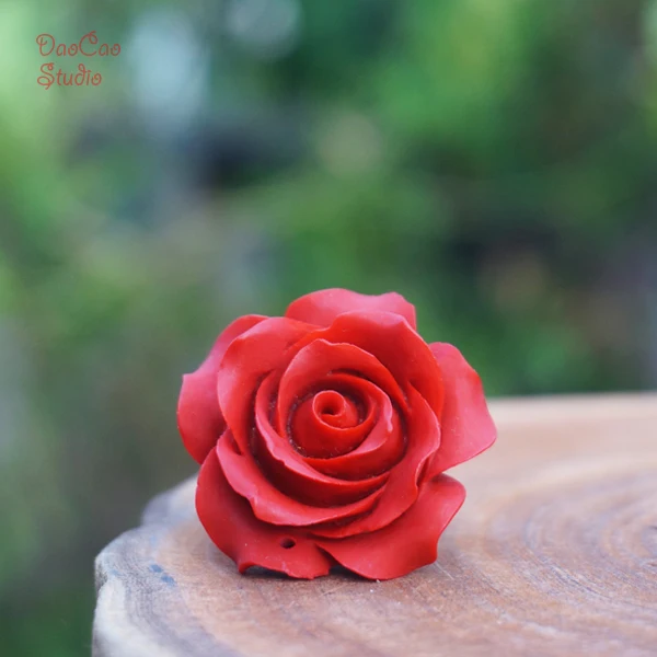 Cinnabar Beads Carved Red Rose Flower Loose Mala Japa Bracelet Jewellry Findings DIY Accessories | Украшения и аксессуары