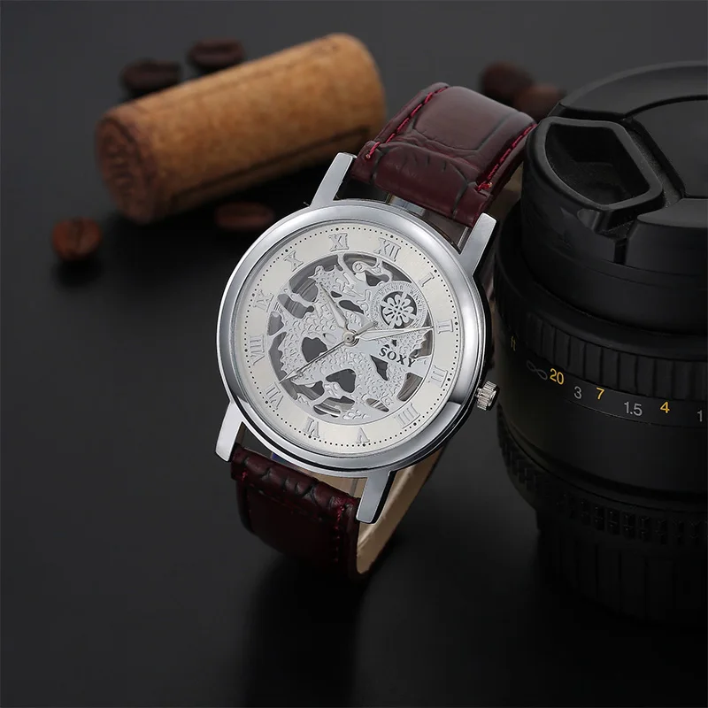 SOXY Luxury Brand Watch Fashion Hollow Out Skeleton Dial Quartz Watches Men Leather Analog Watch Hombre Hour relogio masculino
SOXY Luxury Brand Watch Fashion Hollow Out Skeleton Dial Quartz Watches Men Leather Analog Watch Hombre Hour relogio masculino