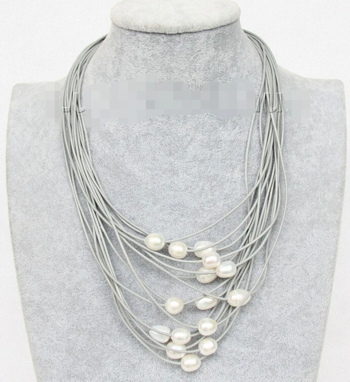 17"-24" 13mm 15row white pearls gray leather necklace j9626 ^^^@^Noble style Natural Fine jewe FREE SHIPPING
17"-24" 13mm 15row white pearls gray leather necklace j9626 ^^^@^Noble style Natural Fine jewe FREE SHIPPING