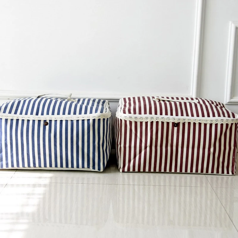 Stripe Pattern Foldable Storage Bag Clothes Blanket Quilt Closet Sweater Organizer Box Cotton And Linen Pouches Gadget Bag
Stripe Pattern Foldable Storage Bag Clothes Blanket Quilt Closet Sweater Organizer Box Cotton And Linen Pouches Gadget Bag