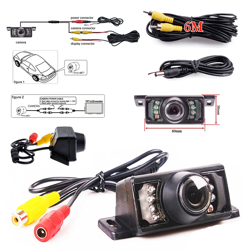 Auto Accessory Waterproof 7 IR Night Vision Car Rearview Camera Short License Plate Reverse Back Rear View for Cars | Автомобили и