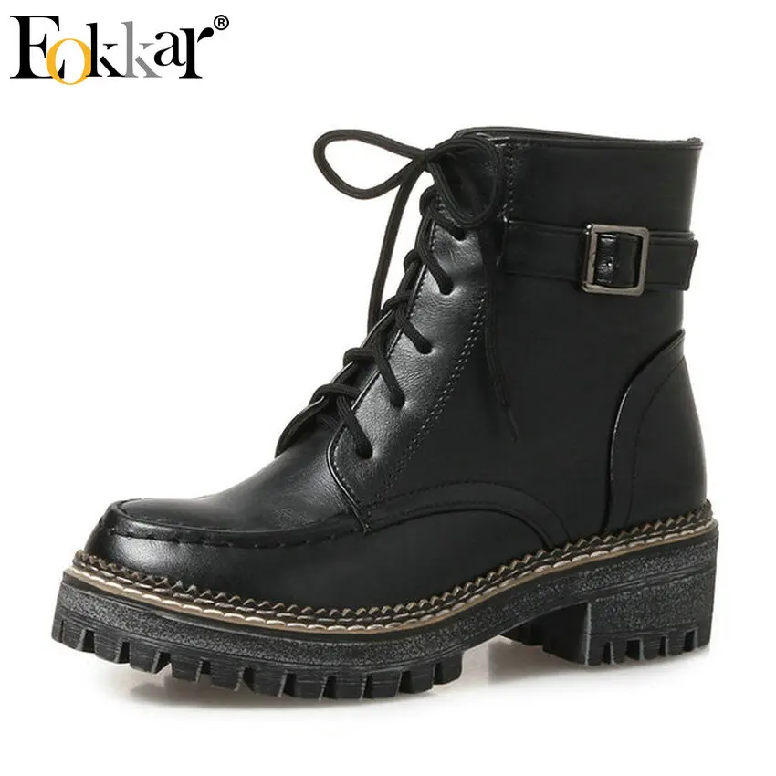 Eokkar 2019 Wome Ankle Boots Pu Leather Fashion Women Boots Winter Shoes Square Heel Solid Lace Up Women Shoes Size 34-43
Eokkar 2019 Wome Ankle Boots Pu Leather Fashion Women Boots Winter Shoes Square Heel Solid Lace Up Women Shoes Size 34-43