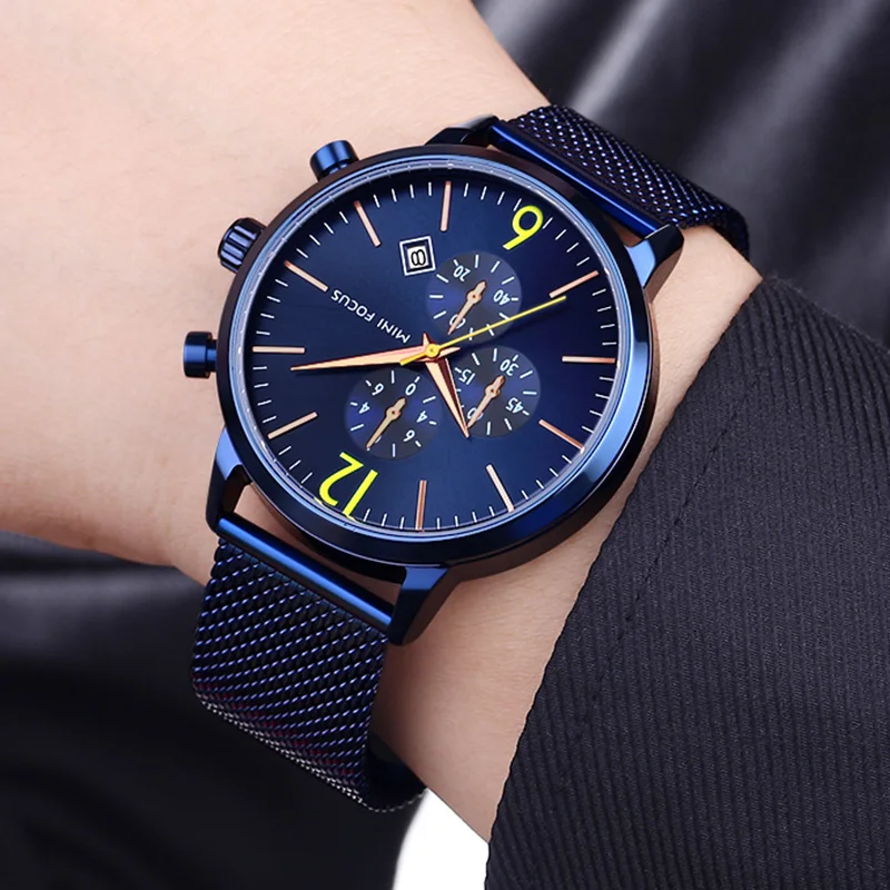 Men Watches Brand Luxury Mesh Strap Waterproof Sport Quartz Chronograph Military Watch Men Clock Relogio Masculino Blue whatches
Men Watches Brand Luxury Mesh Strap Waterproof Sport Quartz Chronograph Military Watch Men Clock Relogio Masculino Blue whatches