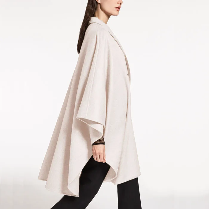Savabien Solid Long Sleeve Wool Trench Coat Cloak Lapel Loose Casual Oversized Elegant Runway Cape Korean Warm Woolen | Женская одежда