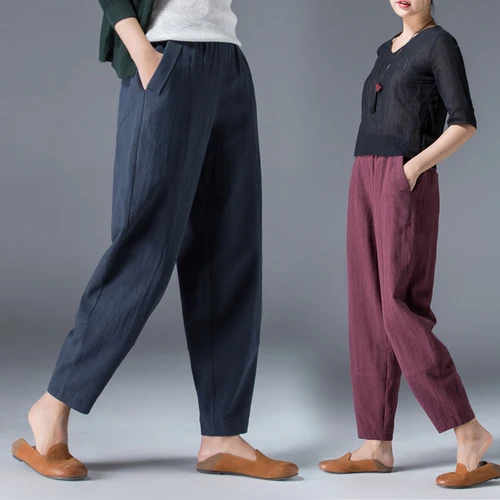 Фото Брюки султанки женские хлопковые повседневные штаны в стиле палаццо капри из